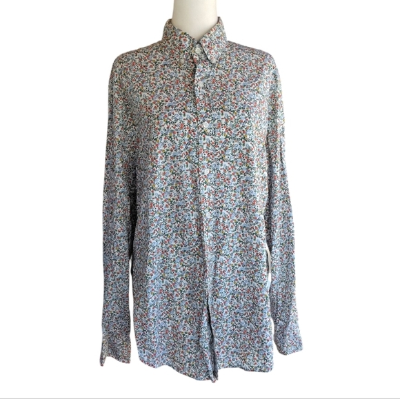 J. Crew Classic Fit Flex Washed Micro Floral Mens Button Down Shirt Size Large - Picture 1 of 8